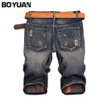 BOYUAN Shorts Men Jeans Ripped Men Jeans 2017 Summer Casual Shorts Denim Men Distressed Knee Length Men Jean Shorts New X687
