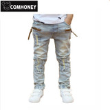 Boys Jeans Ripped For Kids Stretch Biker Jeans Pants Children Denim Trousers Girls Spring Autumn Pencil Jeans