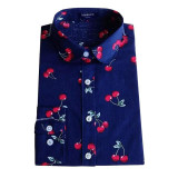 19 Colors Floral Long Sleeve Vintage Blouse Cherry Turn Down Collar Shirt Blusas Feminino Ladies Blouses Womens Tops Stylish