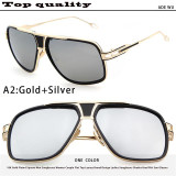 18K Gold Plated Square Men Sunglasses Women Couple Flat Top Luxury Brand Design Ladies Sunglasses Shades Brad Pitt Sun Glasses