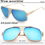 18K Gold Plated Square Men Sunglasses Women Couple Flat Top Luxury Brand Design Ladies Sunglasses Shades Brad Pitt Sun Glasses