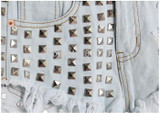 1805 2017 Women's Fashion Brand Vintage Tassel Rivet Ripped Loose High Waisted Short Jeans Punk Sexy Hot Woman Denim Shorts