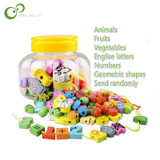 18/26pcs Wooden Animal Fruit Block stringing beaded Toys For Children Learning &amp; Education Colorful Products Kids Toy WYQ