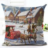18" Merry Christmas Series Cushion Cover Santa Claus Christmas Tree Christmas Gifts And Snowman Printing Throw Pillow Pillowcase
