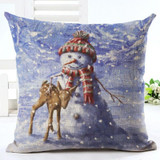 18" Merry Christmas Series Cushion Cover Santa Claus Christmas Tree Christmas Gifts And Snowman Printing Throw Pillow Pillowcase