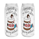 18 style 1pair/pack 3d white "nutella"Charactor Unisex Socks Hot women's unisex socks Polyester Fashion 19*8cm Women Socks