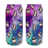 18 style 1pair/pack 3d white "nutella"Charactor Unisex Socks Hot women's unisex socks Polyester Fashion 19*8cm Women Socks