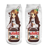 18 style 1pair/pack 3d white "nutella"Charactor Unisex Socks Hot women's unisex socks Polyester Fashion 19*8cm Women Socks