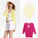 18 Candy Colors Autumn Summer Spring Women V-Neck Knitted Casual Loose Sweaters Cardigans Lady Knitting Outwear
