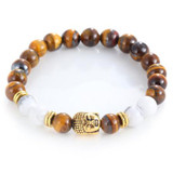 17KM Men Bracelets Gold Color Skull Bead Charm Buddha Charm Lava Bracelet Matte Yoga Natural Stones For Women Fashion Jewelry