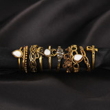 17KM 10pcs/Set Gold Color Flower Midi Ring Sets for Women Silver Color Boho Beach Vintage Turkish Punk Elephant Knuckle Ring