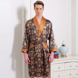 1703 YIER Brand 16 Momme Silk Robes Men Long-sleeved Robe Long Bathrobe Male Kimono Luxury Sleepwear Gown Free Shipping