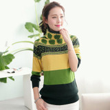 2017 autumn women's sweaters and pullovers vintage printed cashmere sweater warm turtleneck pullover christmas oversized pull
