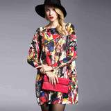 2017 Autumn Women Sweaters Street Hip-Hop Color Print Long Batwing Sleeve Knitted Wool Pullovers Loose Sweater Plus Size