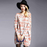2017 Autumn Women Sweaters Street Hip-Hop Color Print Long Batwing Sleeve Knitted Wool Pullovers Loose Sweater Plus Size