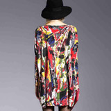 2017 Autumn Women Sweaters Street Hip-Hop Color Print Long Batwing Sleeve Knitted Wool Pullovers Loose Sweater Plus Size