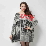 2017 Autumn Women Sweaters Street Hip-Hop Color Print Long Batwing Sleeve Knitted Wool Pullovers Loose Sweater Plus Size