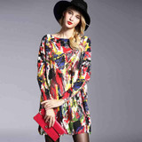 2017 Autumn Women Sweaters Street Hip-Hop Color Print Long Batwing Sleeve Knitted Wool Pullovers Loose Sweater Plus Size