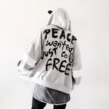 2017 Autumn Women Men Hoodies Hip Hop Fashion Headwear Sweatshirts Peace Hoodie Black White Us size S-XL