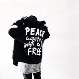 2017 Autumn Women Men Hoodies Hip Hop Fashion Headwear Sweatshirts Peace Hoodie Black White Us size S-XL