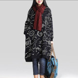 2017 Autumn Women Loose Retro Long Hoodie Dress Vintage Printed Harajuku Hoodies Sweatshirt Women Cotton Jumper Sudadera Mujer