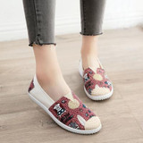 2017 Autumn Women Casual Shoes Female Canvas Printing Loafers Shoes Woman Fashion Slip On Shallow Flats Shoes