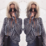 2017 Autumn Women Blouse Leopard Print Shirt Long sleeve V -Neck Top Blouses Plus Size Chiffon Shirt Camisa Feminina Clothing