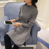 2017 Autumn Winter Women Sweaters And Pullovers Female Clothing Knitted Long Sleeved Turtleneck Split Sweater Free Size Sweater
