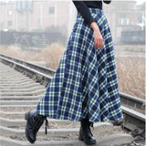 2017 Autumn Winter Women Skirt 50s Vintage and Retro Wool Maxi Elastic Waist Plaid Classical Thick Warm Saias Longa