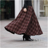 2017 Autumn Winter Women Skirt 50s Vintage and Retro Wool Maxi Elastic Waist Plaid Classical Thick Warm Saias Longa