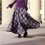 2017 Autumn Winter Women Skirt 50s Vintage and Retro Wool Maxi Elastic Waist Plaid Classical Thick Warm Saias Longa