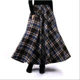 2017 Autumn Winter Women Skirt 50s Vintage and Retro Wool Maxi Elastic Waist Plaid Classical Thick Warm Saias Longa