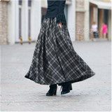 2017 Autumn Winter Women Skirt 50s Vintage and Retro Wool Maxi Elastic Waist Plaid Classical Thick Warm Saias Longa