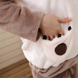 2017 Autumn Winter Women Sleepwear Warm Flannel Pajama Set Sleepwear Lovely Bear  Long Sleeve Top & Pants Casual Clothes D315