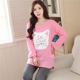 2017 Autumn Winter Women Pajama Sets Print Pink Girls Sleepwear Pajamas Ladies Homewear For Women Nightgown