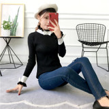 2017 Autumn Winter Women Ruffled Turtleneck Bow Knitting Sweaters Pullovers Girls Knitted Full Sleeve Knitwear Tops Women
