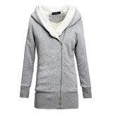 2017 Autumn Winter Women Hoodies Warm Fleece Cotton Coats Zip Up Outerwear Hooded Sweatshirts Casual Long Jackets Plus Size