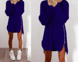 2017 Autumn Winter Women Dress Fashion Loose Casual Mini Dress Plus Size Sexy O-Neck Side Zippers Office Dress Vestidos de festa