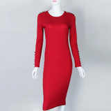 2017 Autumn Winter Warm Knitted Midi Dress Women Sexy Solid Long Sleeve Package Hip Bodycon Dress Vestidos GV420