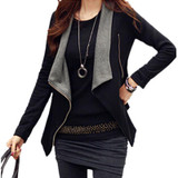 2017 Autumn Winter Women Basic Coat Jackets Korean Style Slim Turn Down Collar Side Zipper Cardigan  Outerwear S-2XL
