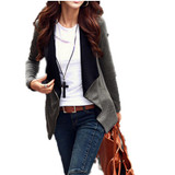 2017 Autumn Winter Women Basic Coat Jackets Korean Style Slim Turn Down Collar Side Zipper Cardigan  Outerwear S-2XL