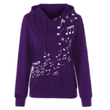 2017 Autumn Winter Warm Hoodies Women Sweatshirts Casual Musical Note Print Long Sleeve Loose Hoody Tops Pullover Femme