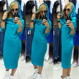 2017 Autumn Winter Sweater Dress Women Long Sleeve Bandage Dress Loose Long Hoodie Dress Casual Party Dresses Plus Size Vestidos