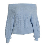 2017 Autumn Winter Sexy Off Shoulder Pullover Sweater Women Knitted Thick Casual Loose Short Crop Sweater Pull Femme A8314