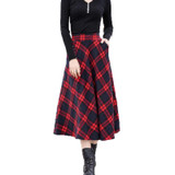 2017 Autumn Winter Plus Size A Line Midi Woolen Plaid Skirts Faldas Mujer Women High Waist Long Maxi Tutu Pleated Skirt Saias