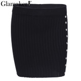 Glamaker Sexy side split knitted skirts womens Soft casual a-line women skirt Female autumn winter short skirt bottom streetwear