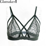 Glamaker Sexy hollow out bralette lace bra brassiere Backless floral strappy bra unpadded Elegant party women lingerie 2017