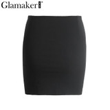 Glamaker Lace up summer skirts Women casual black slim mini skirt Clubwear sexy short skirt party