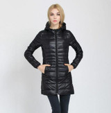Gizmosy! Female Warm Winter Jacket Women Down Coat Thin 90% White Duck Down Parka Ultra-light Long Down Jacket Outwear BN011