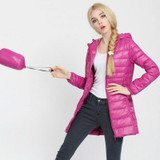 Gizmosy! Female Warm Winter Jacket Women Down Coat Thin 90% White Duck Down Parka Ultra-light Long Down Jacket Outwear BN011